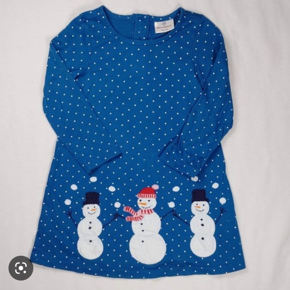 Faux Hanna Andersson Blue Snowman Dress